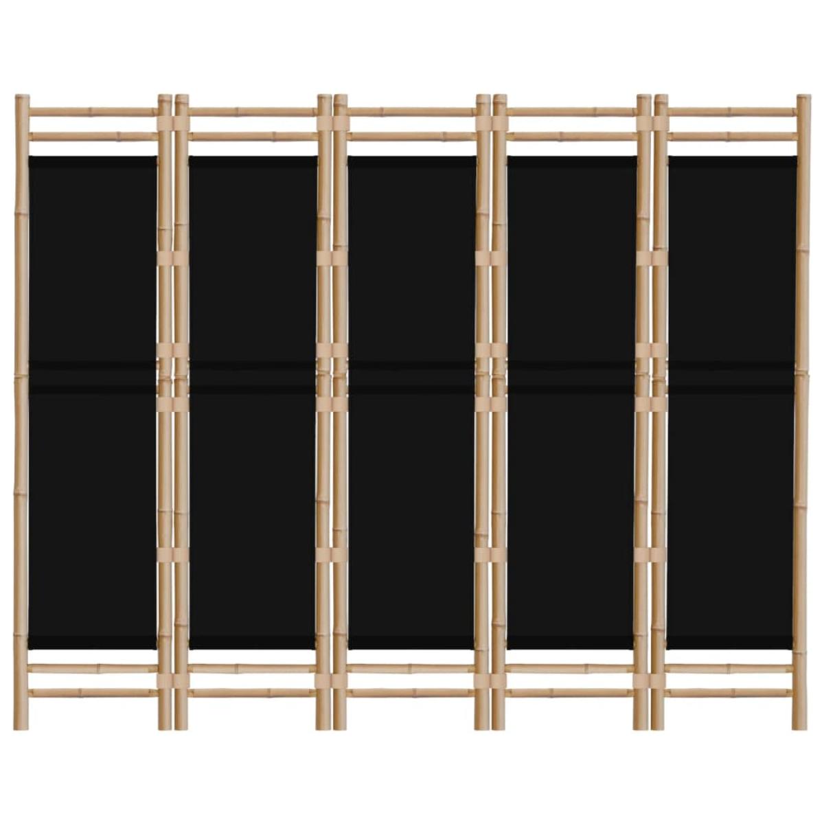 Biombo plegable de 5 paneles bambú y lona 200 cm