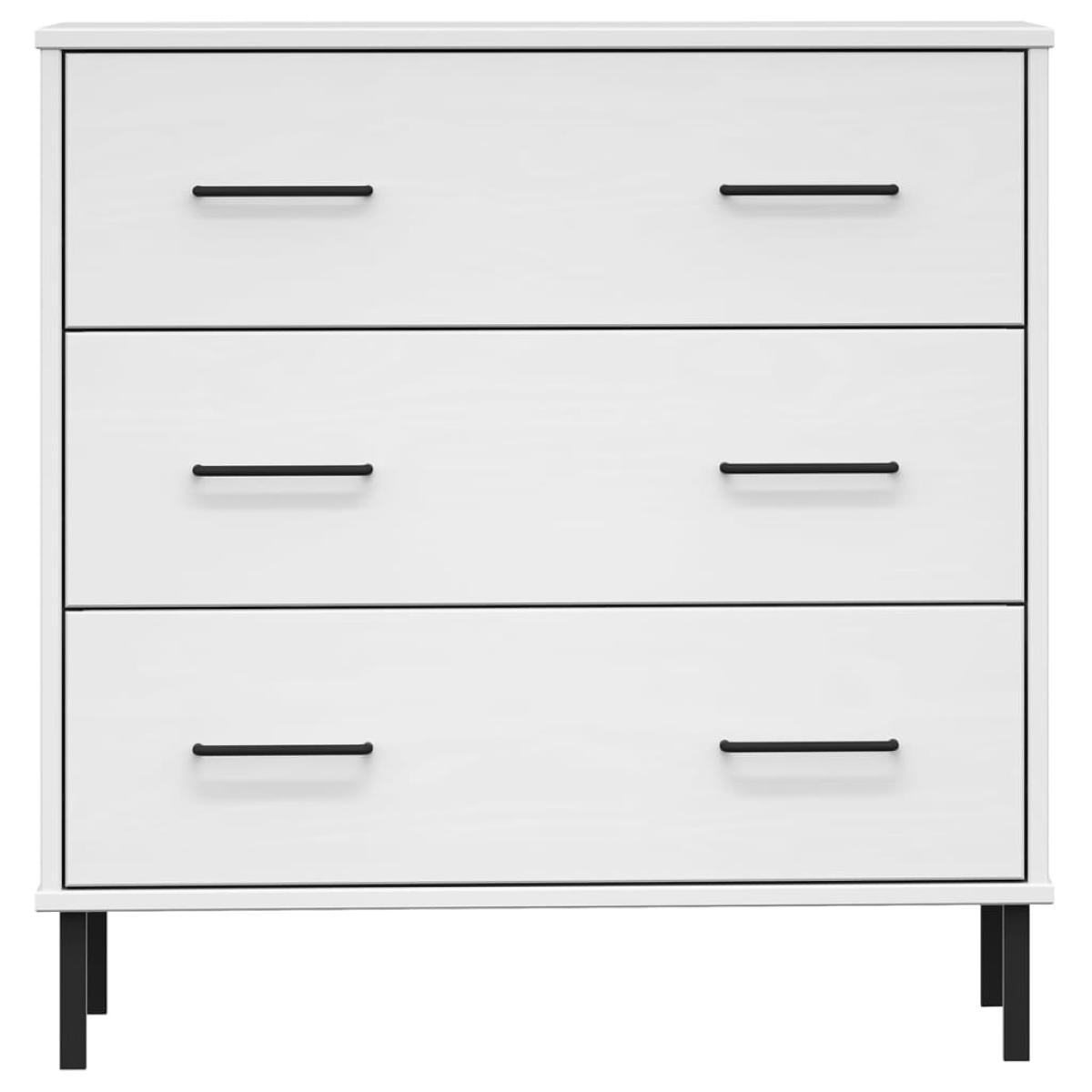 Aparador con 3 cajones OSLO madera maciza blanco 77x40x79,5 cm