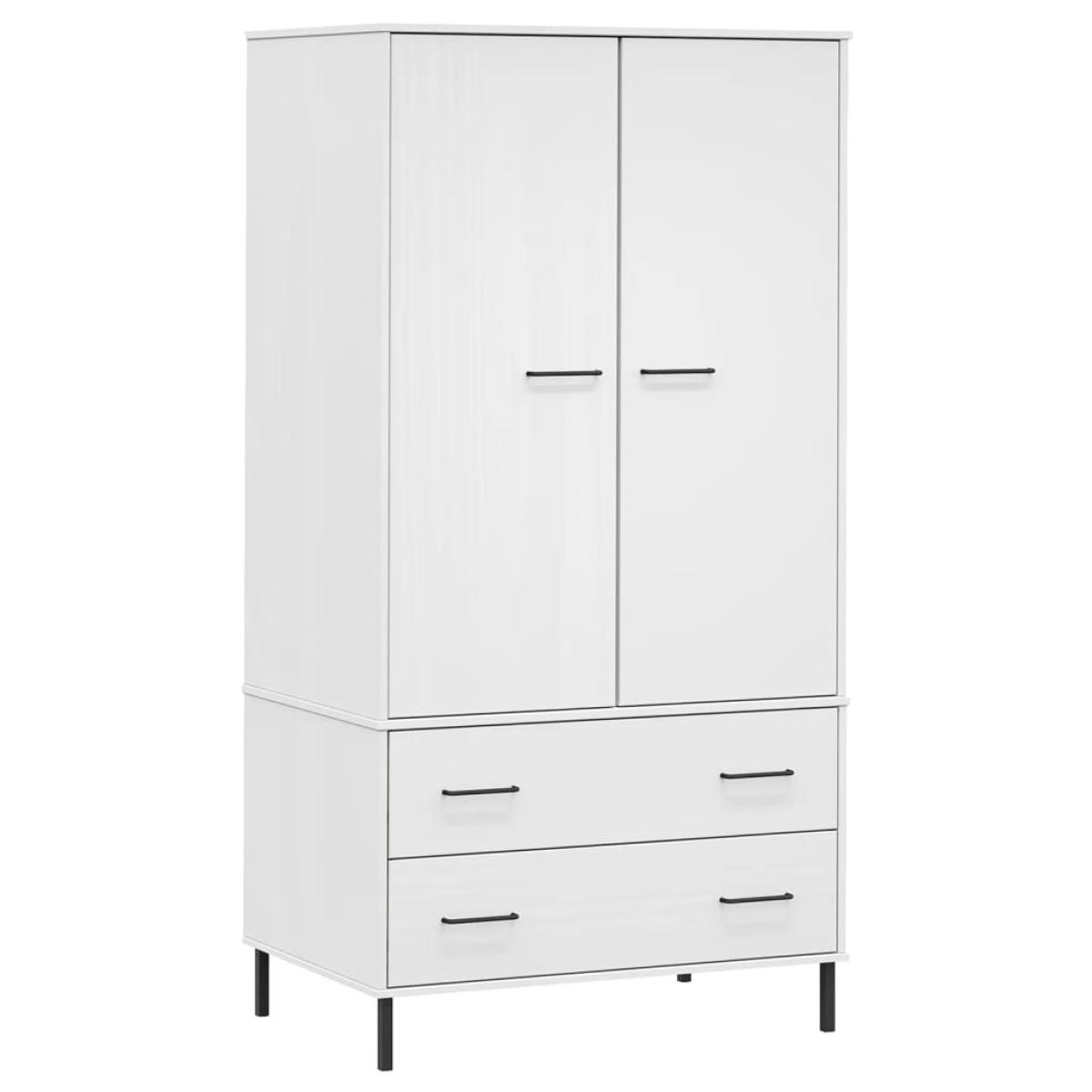 Armario patas de metal OSLO madera maciza blanco 90x55x172,5 cm