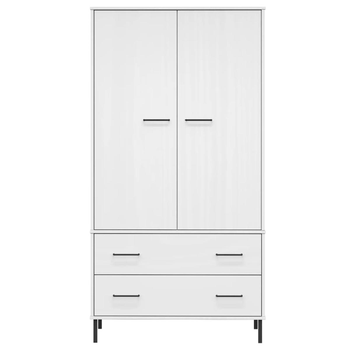 Armario patas de metal OSLO madera maciza blanco 90x55x172,5 cm