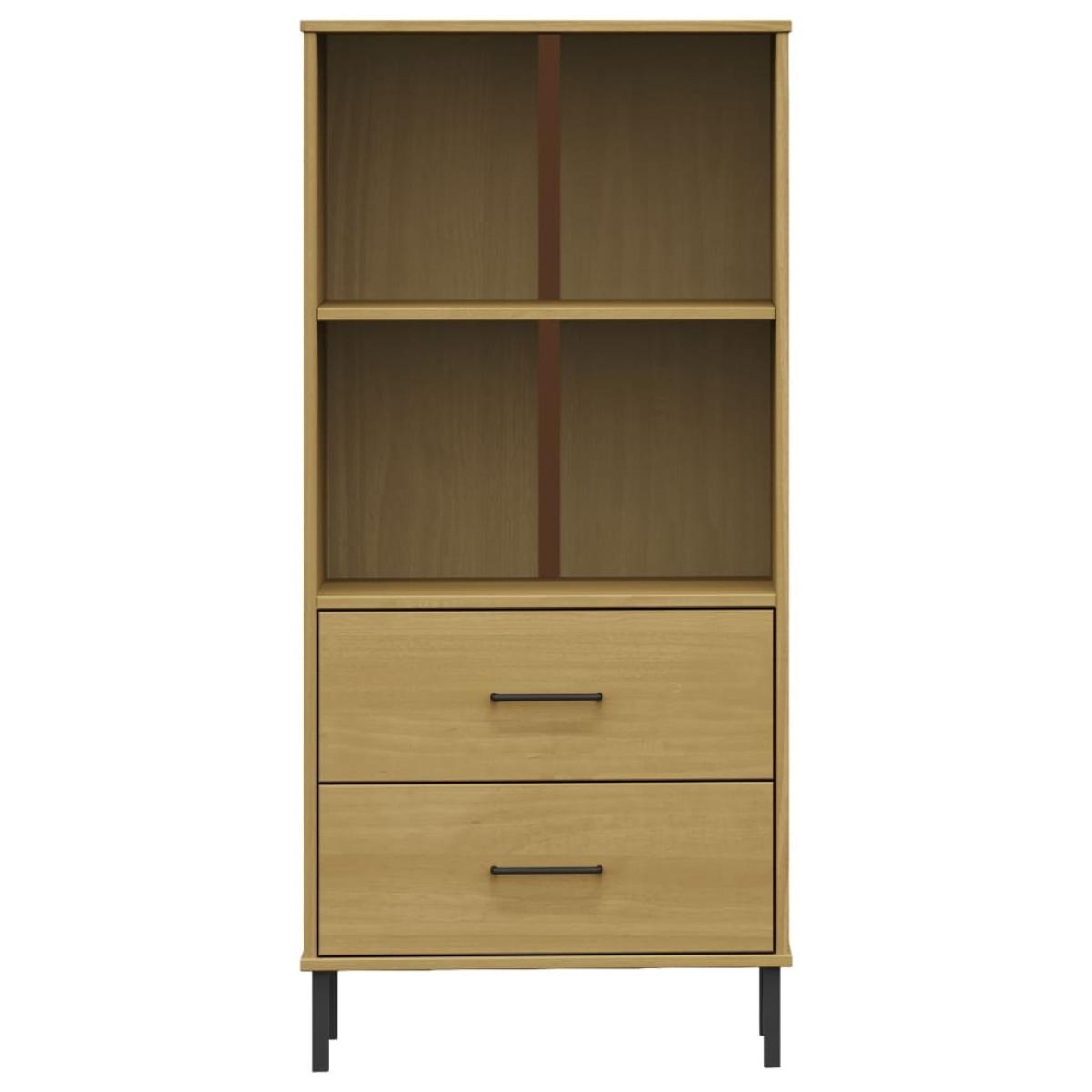 Librería con 2 cajones OSLO madera maciza marrón 60x35x128,5 cm