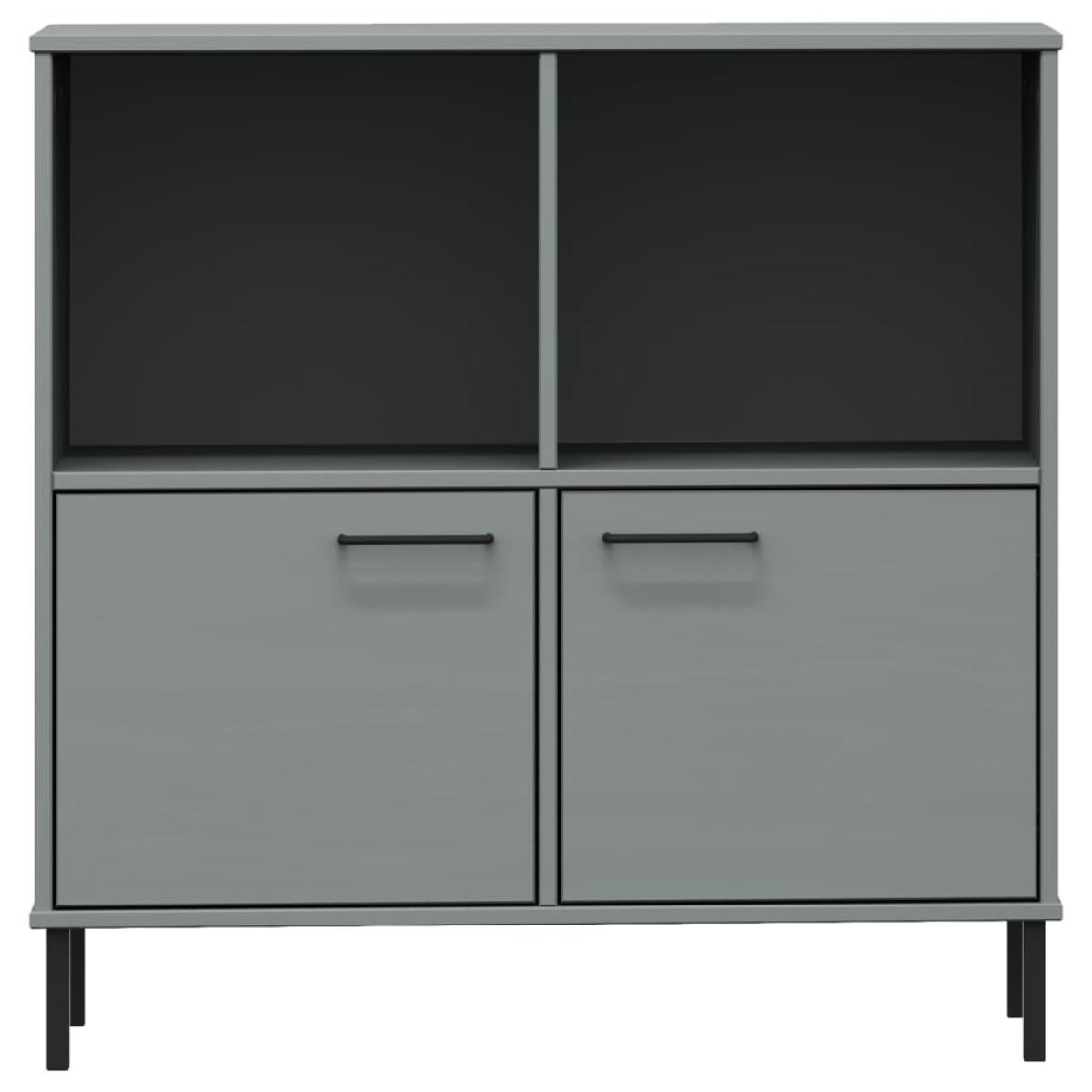 Librería patas de metal OSLO madera maciza gris 90x35x90,5 cm