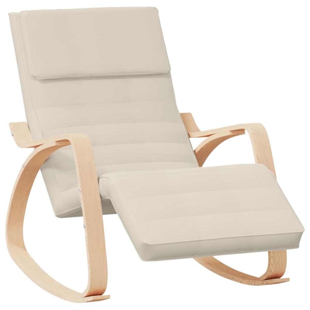 Silla mecedora de tela color crema