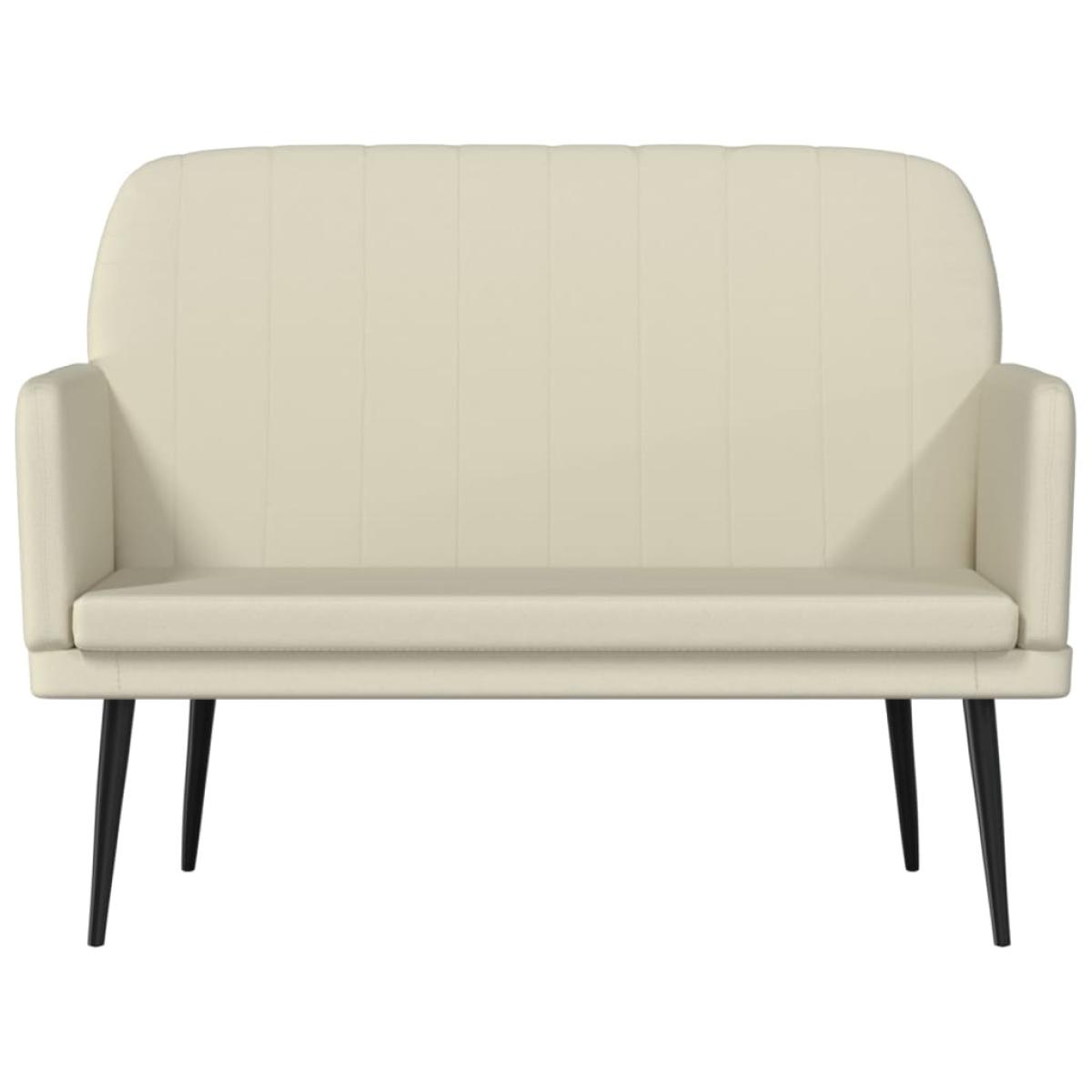 Banco de cuero sintético color crema 107x80x81 cm