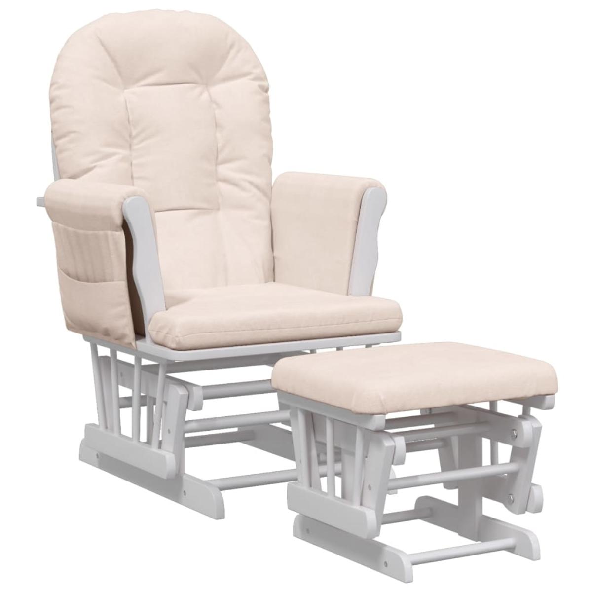 Sillón de lactancia con taburete tela gris claro