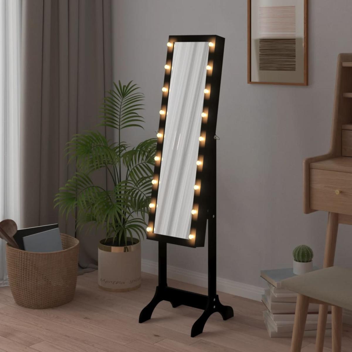 Espejo de pie con LED negro 34x37x146 cm