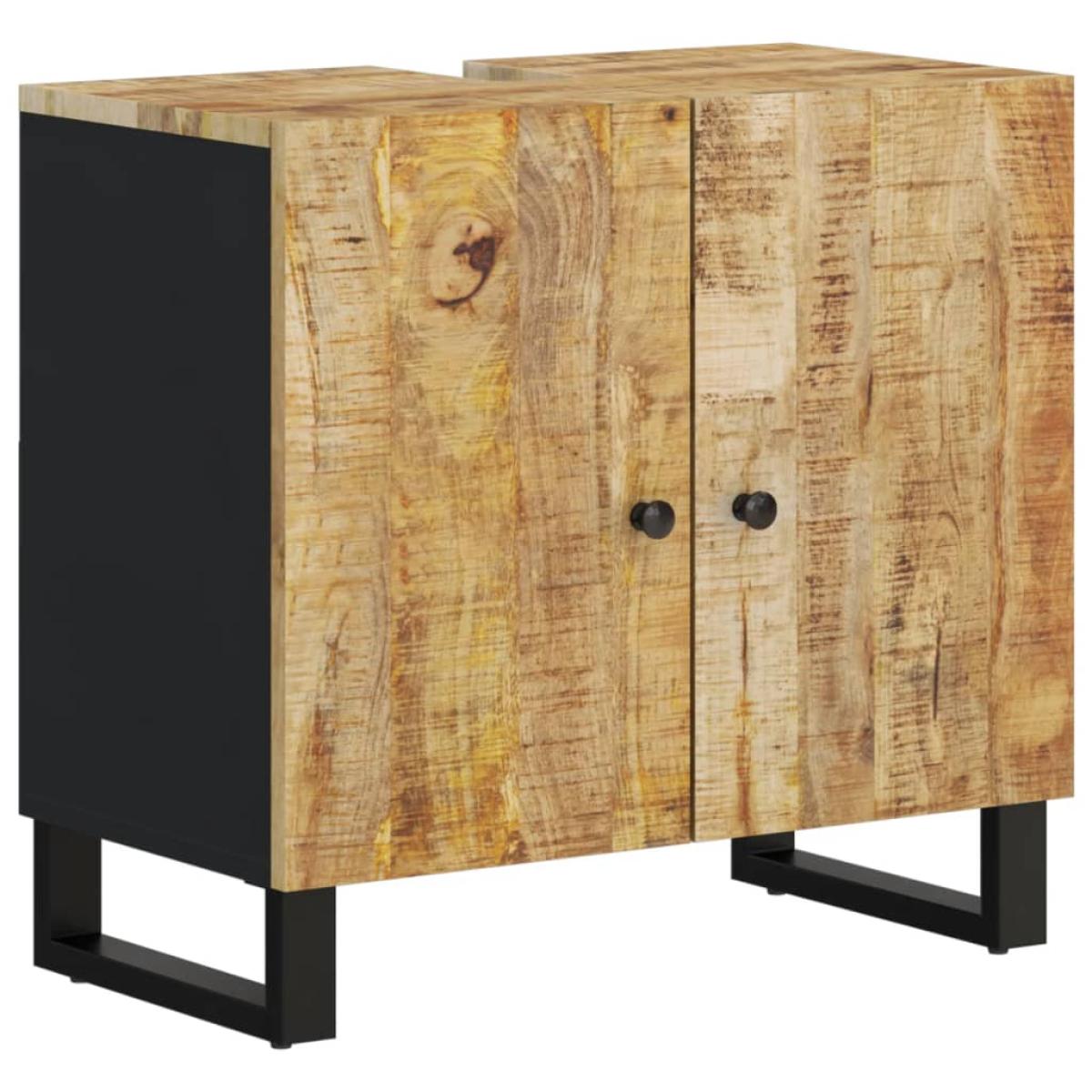 Mueble de lavabo madera mango y madera ingeniería 62x33x58 cm