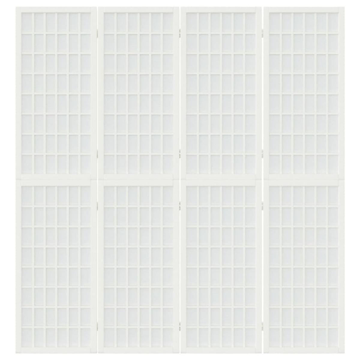 Biombo plegable con 4 paneles estilo japonés blanco 160x170 cm