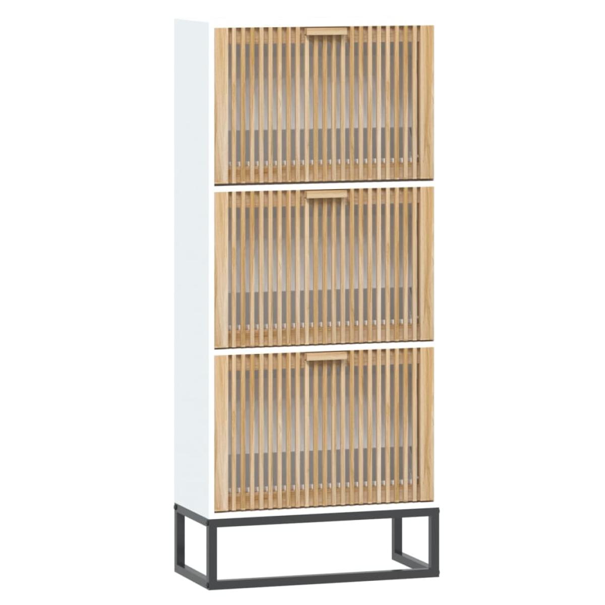 Mueble zapatero madera contrachapada blanco 52x25x120 cm