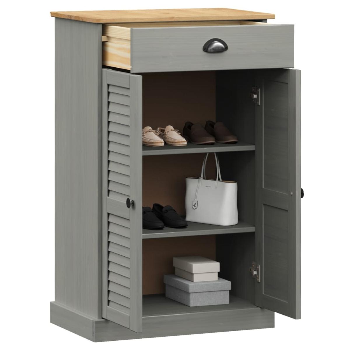 Zapatero VIGO madera maciza de pino gris 60x35x96 cm