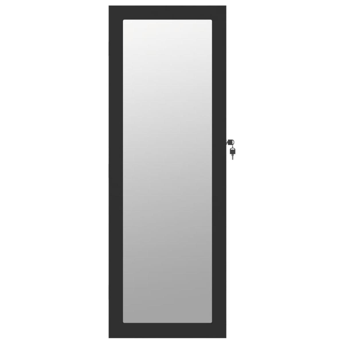 Espejo con joyero de pared negro 37,5x10x106 cm