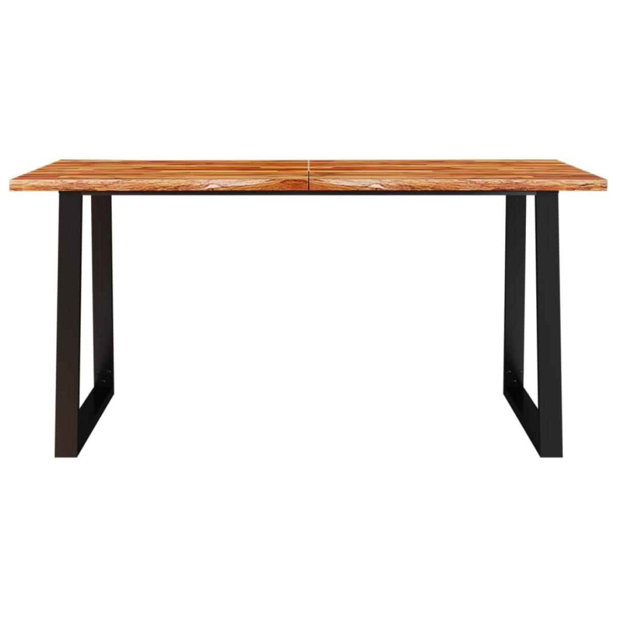 Mesa de comedor con borde vivo madera maciza acacia 160x80x75cm