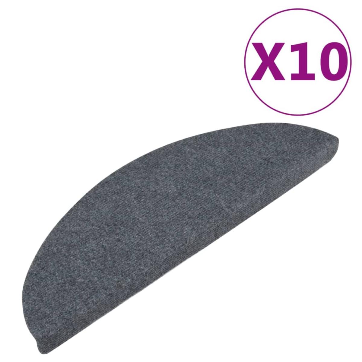 Alfombrillas autoadhesivas escalera 10 uds gris 65x22,5x3,5 cm