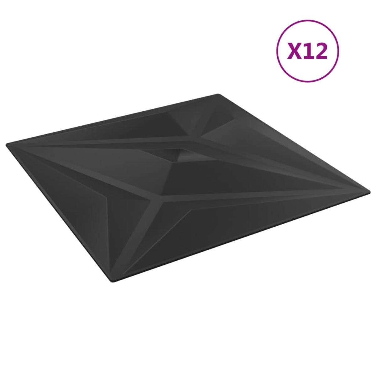 Paneles de pared 12 uds EPS estrella negro 50x50 cm 3 m²