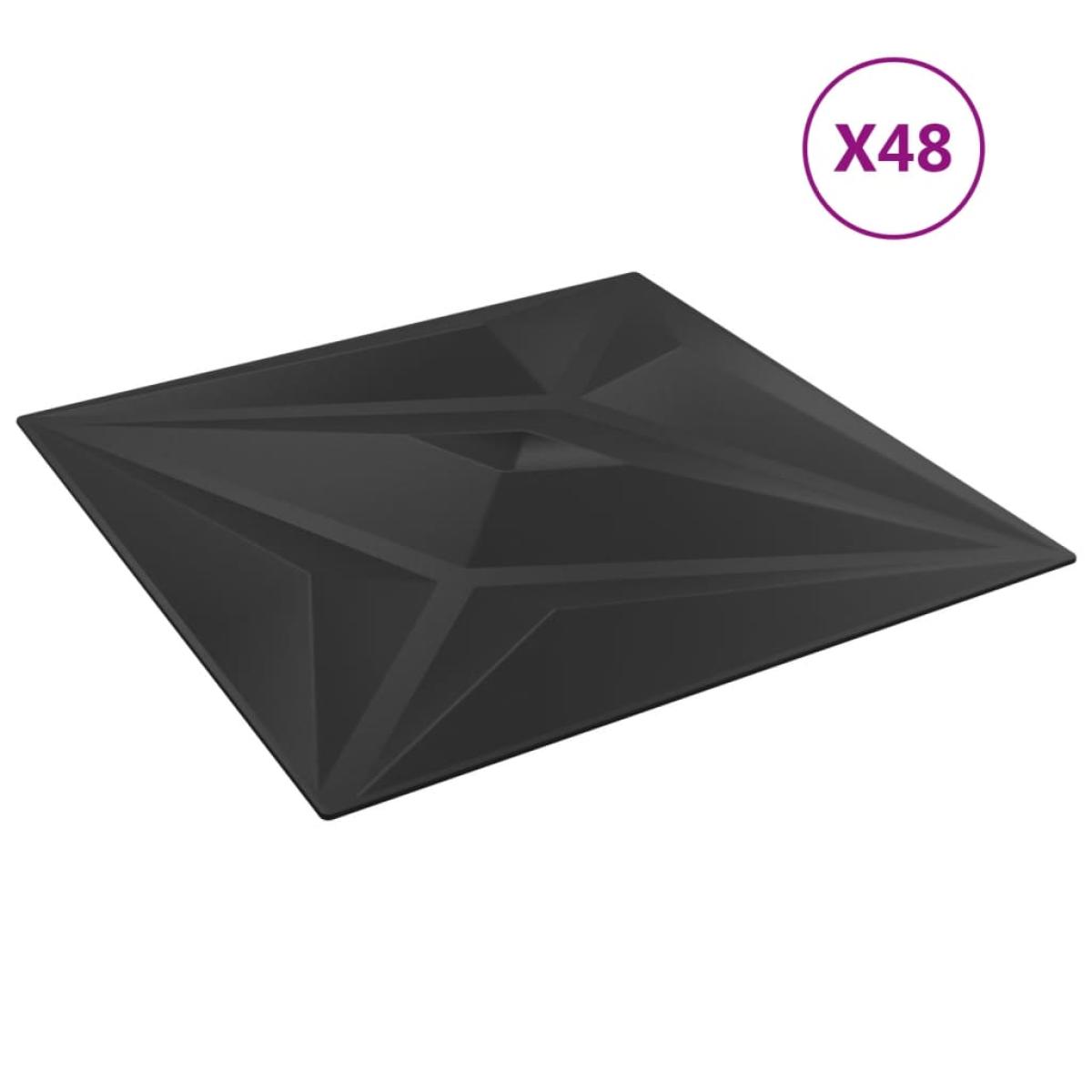 Paneles de pared 48 uds EPS estrella negro 50x50 cm 12 m²