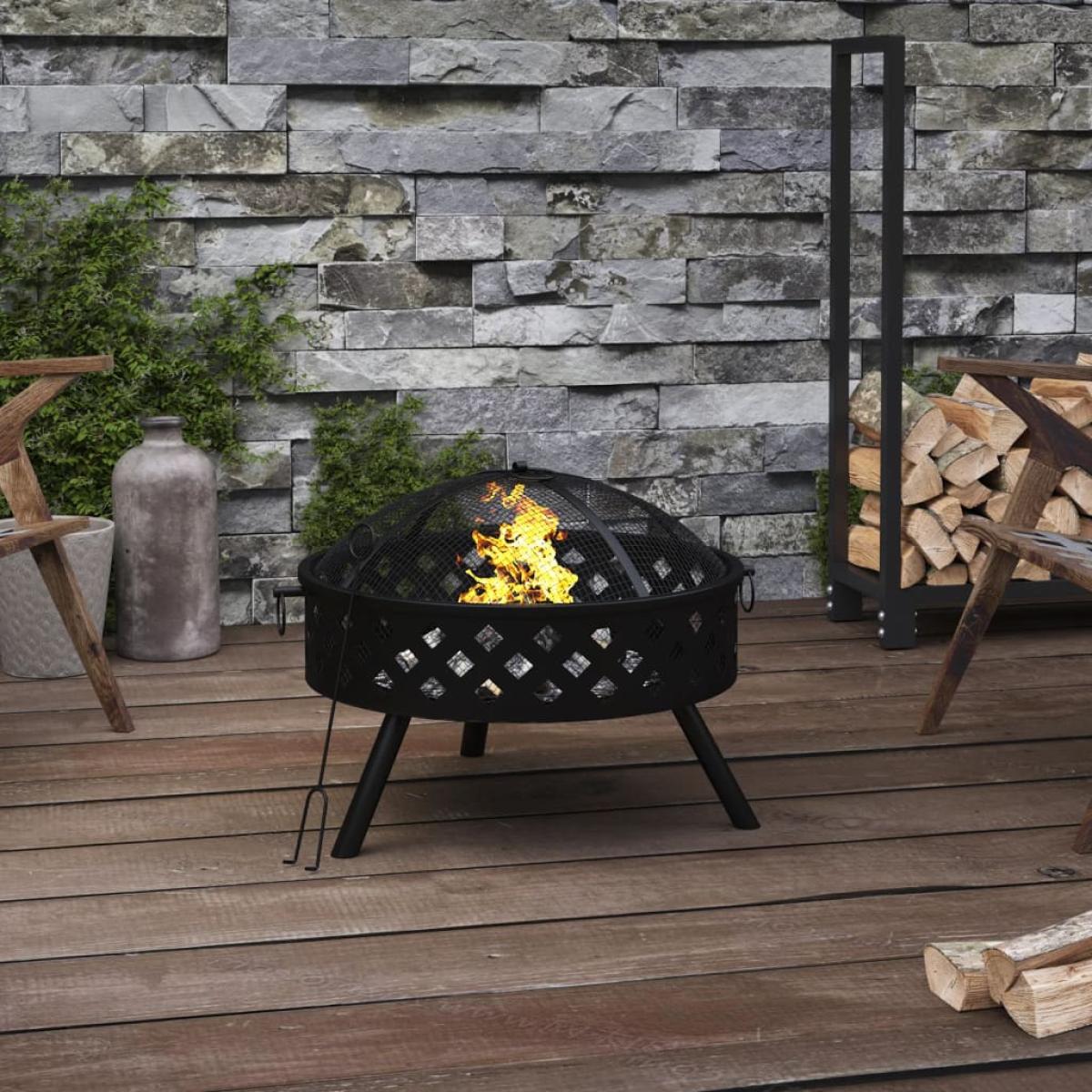 Brasero con atizador acero XXL 58 cm