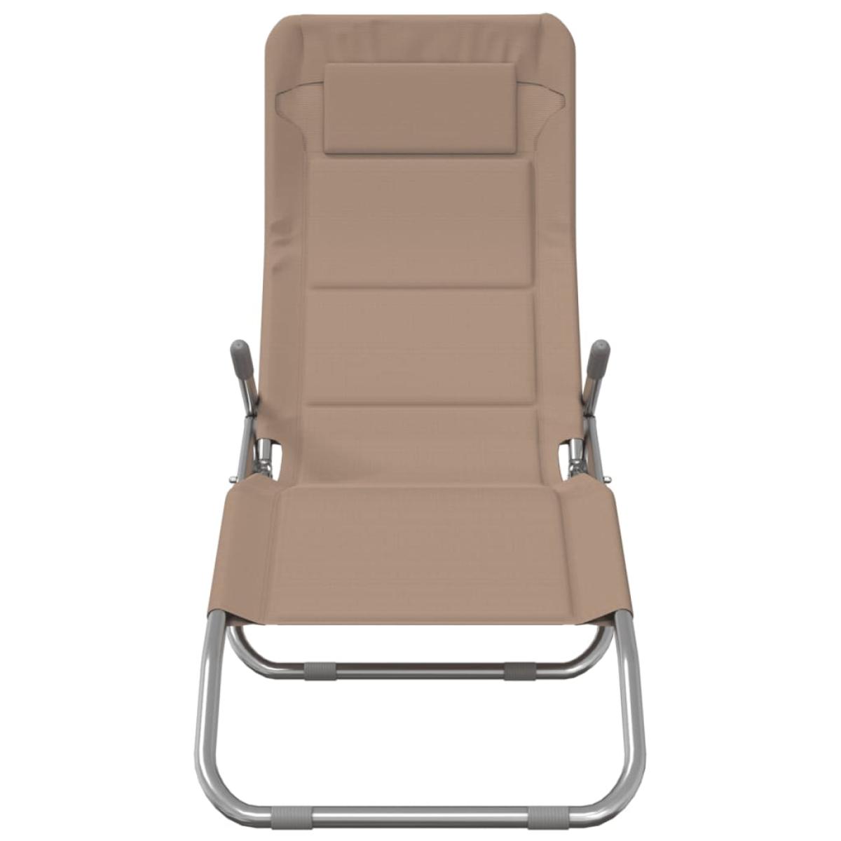 Tumbona plegable 2 uds textilene acero con recubrimiento taupe