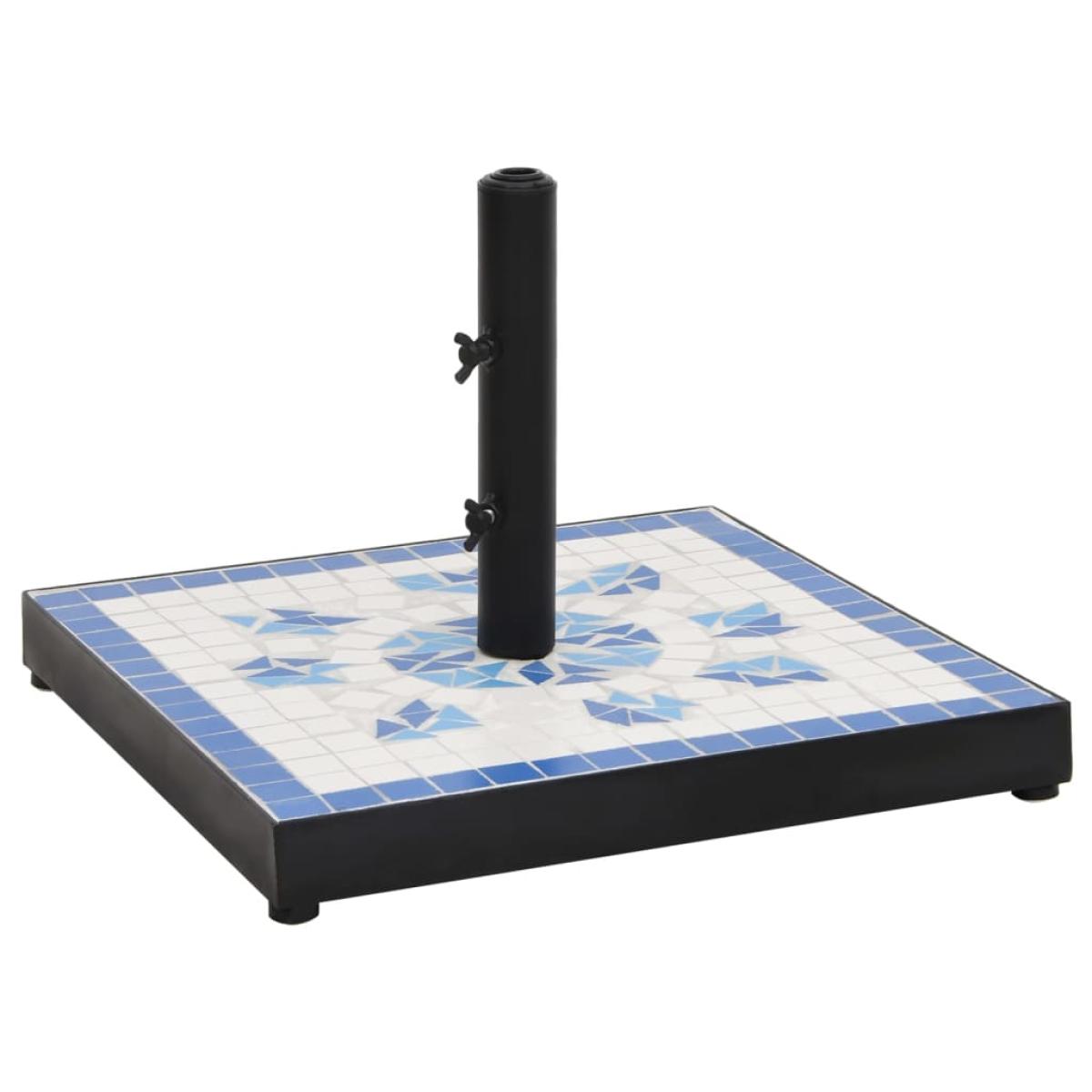 Base de sombrilla cuadrada azul y blanco 12 kg