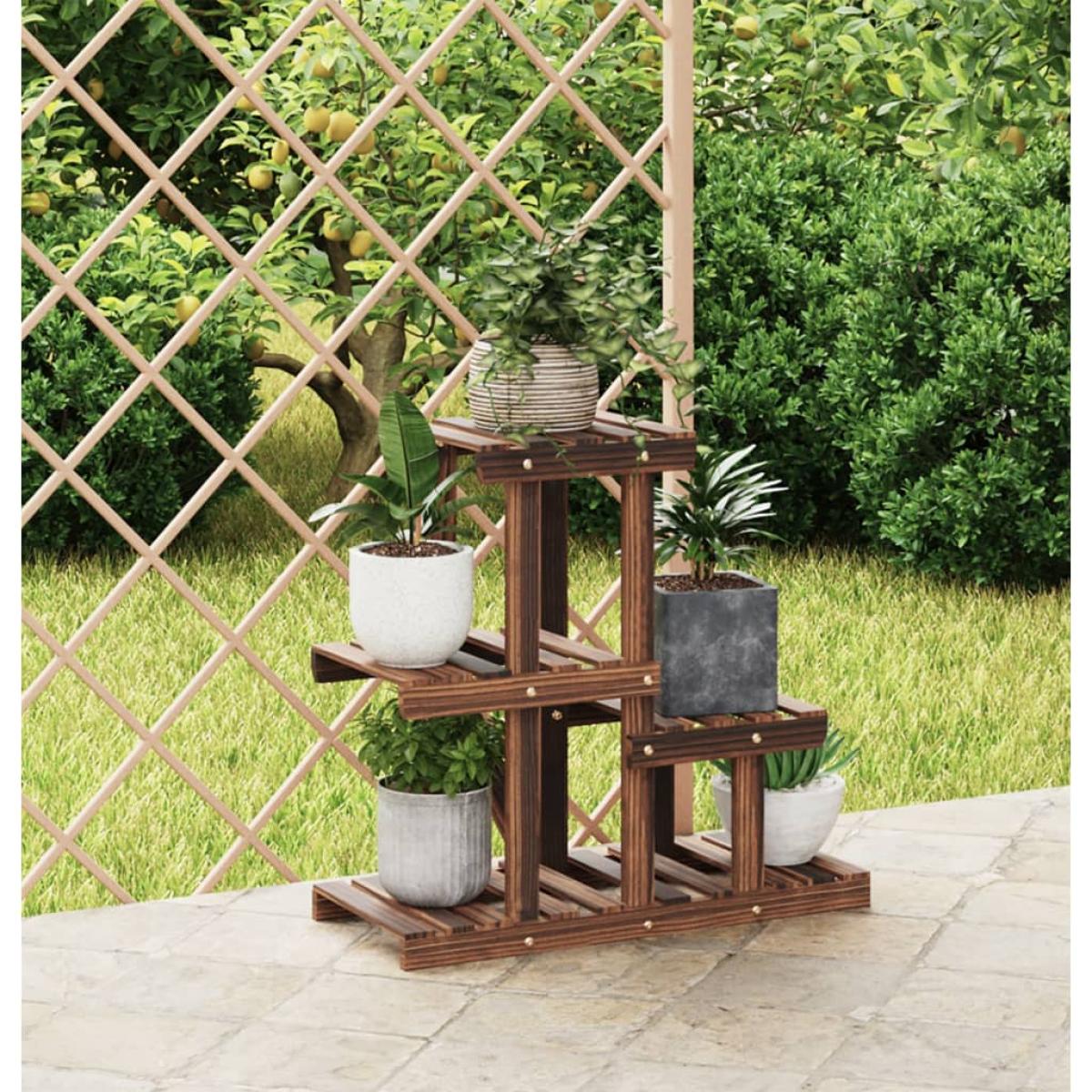 Soporte para flores madera maciza de abeto 58x25x51 cm