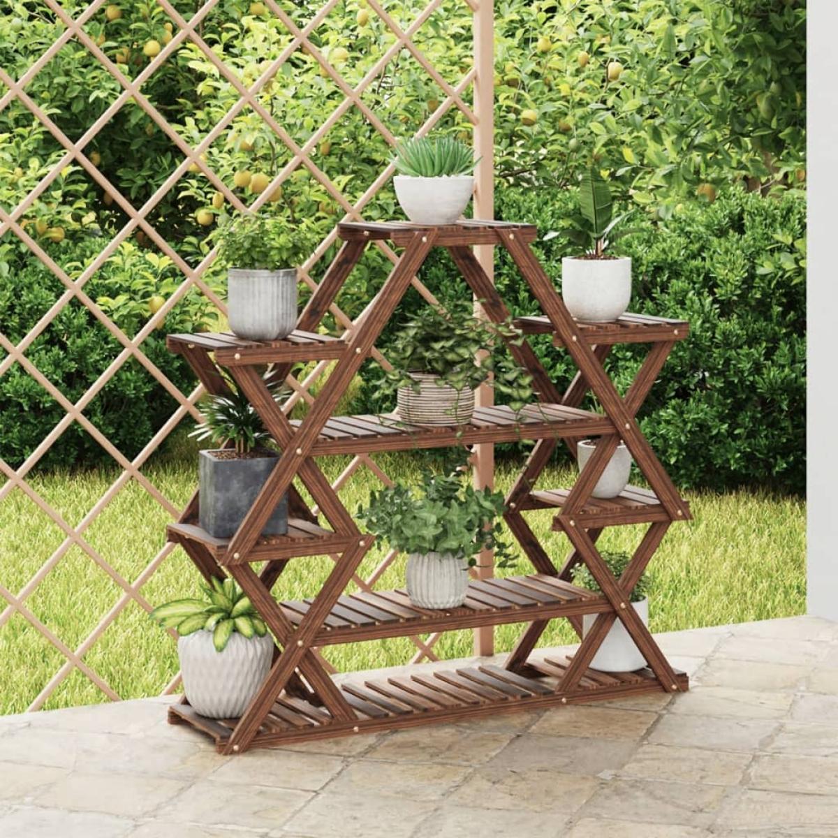 Soporte para flores de madera maciza abeto 110x25x105 cm