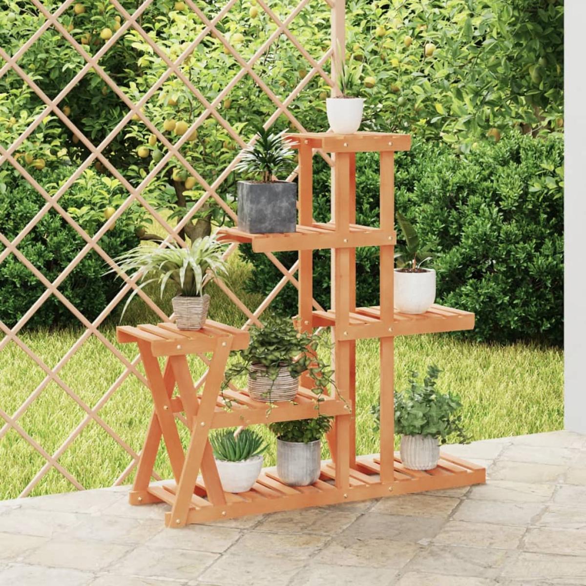 Soporte para flores madera maciza de abeto 95x25x96 cm