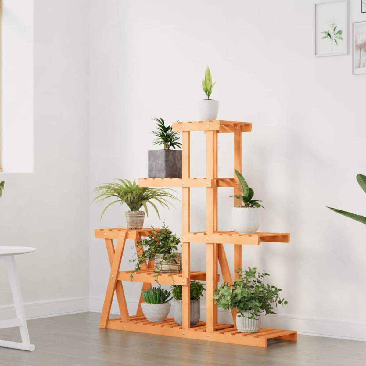 Soporte para flores madera maciza de abeto 95x25x96 cm