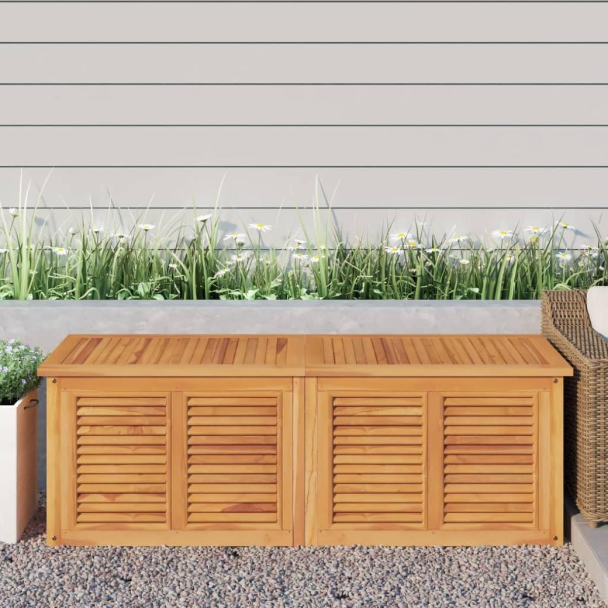 Caja de almacenaje de jardín con bolsa teca maciza 150x50x53 cm