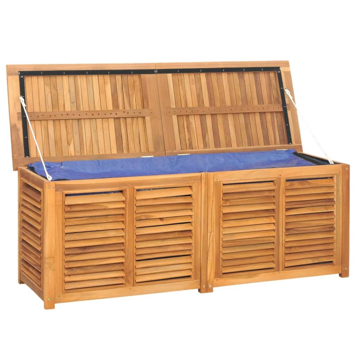 Caja de almacenaje de jardín con bolsa teca maciza 150x50x53 cm