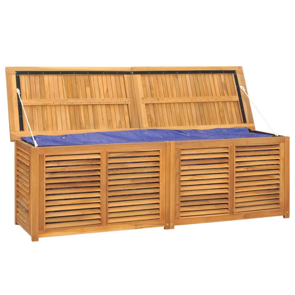 Caja de almacenaje de jardín con bolsa teca maciza 175x50x53 cm