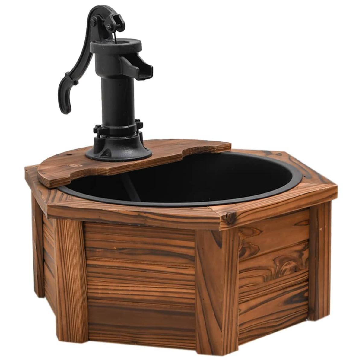Fuente de agua con bomba madera maciza de abeto 57x57x53 cm