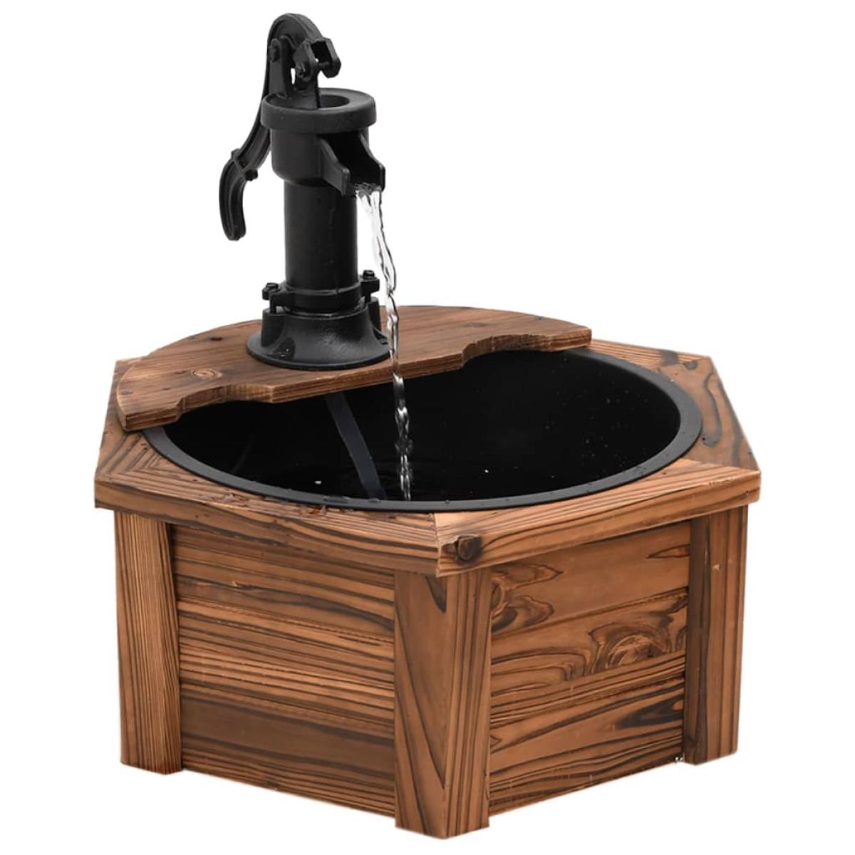 Fuente de agua con bomba madera maciza de abeto 57x57x53 cm