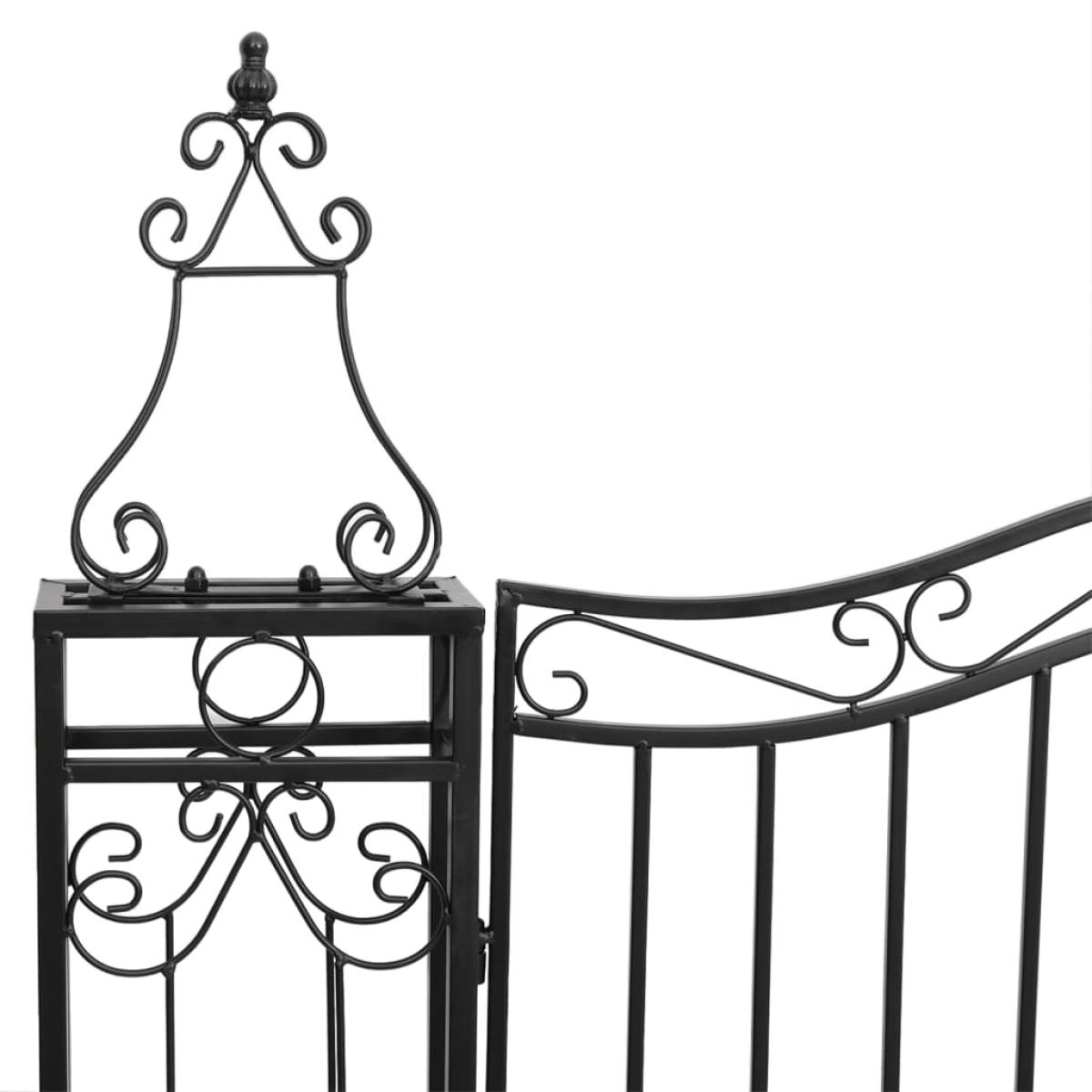 Puerta de jardín de hierro forjado negro 121x8x120 cm