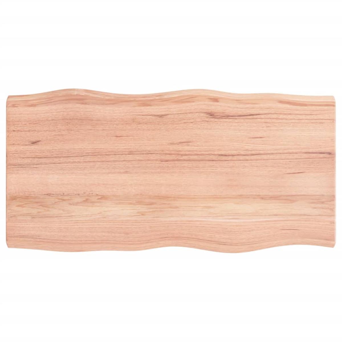 Tablero mesa madera tratada roble borde natural 100x50x6 cm