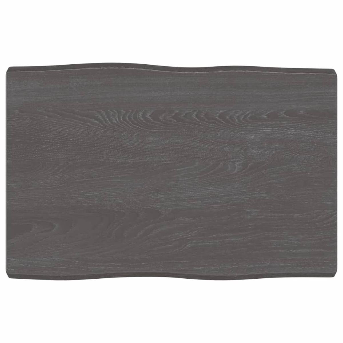 Tablero mesa madera tratada roble borde natural gris 60x40x4 cm