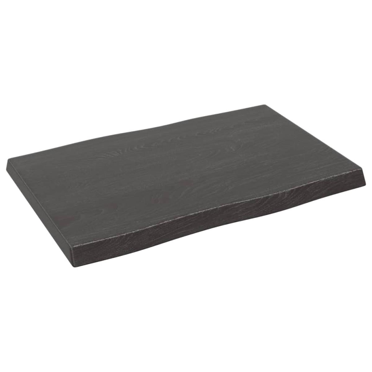 Tablero mesa madera tratada roble borde natural gris 60x40x4 cm