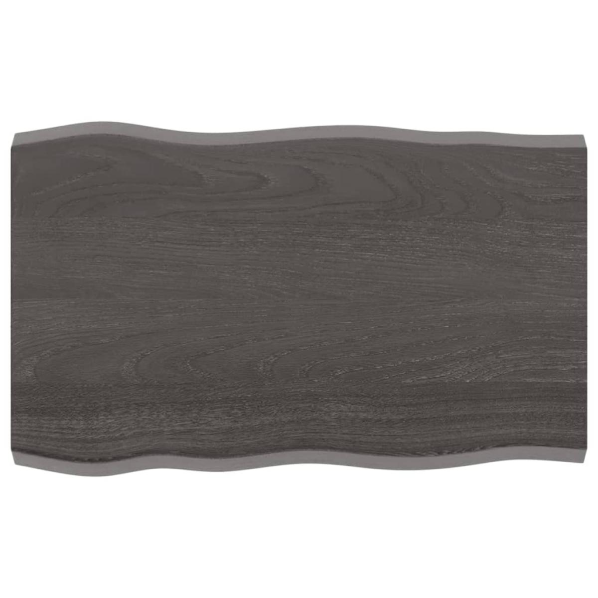 Tablero mesa madera tratada roble borde natural gris 80x50x4 cm