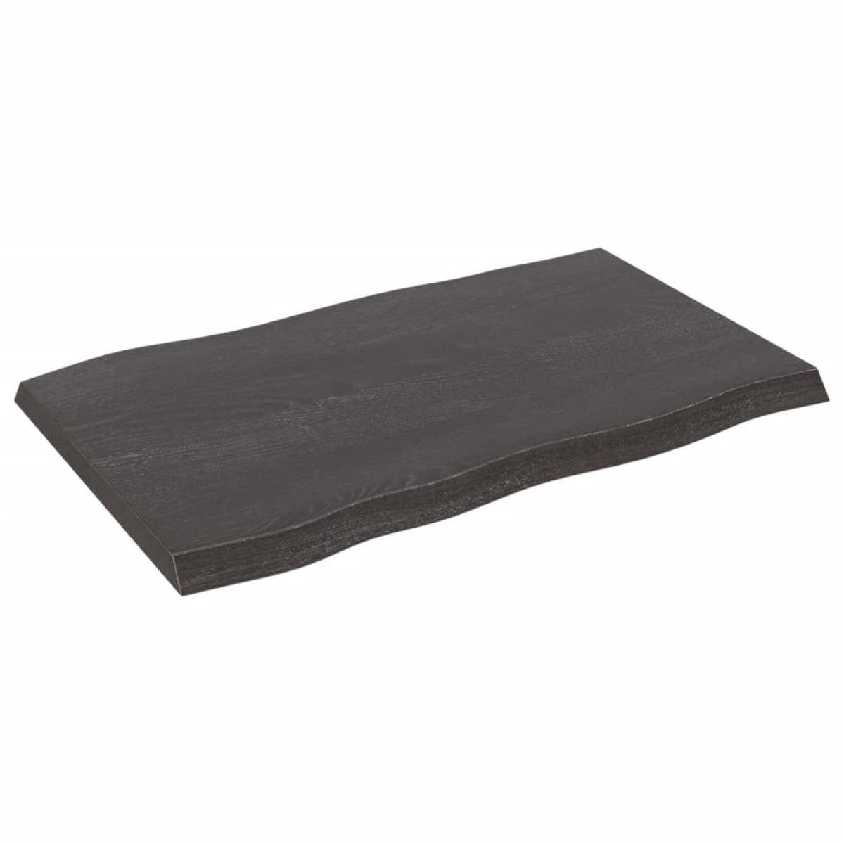 Tablero mesa madera tratada roble borde natural gris 80x50x4 cm