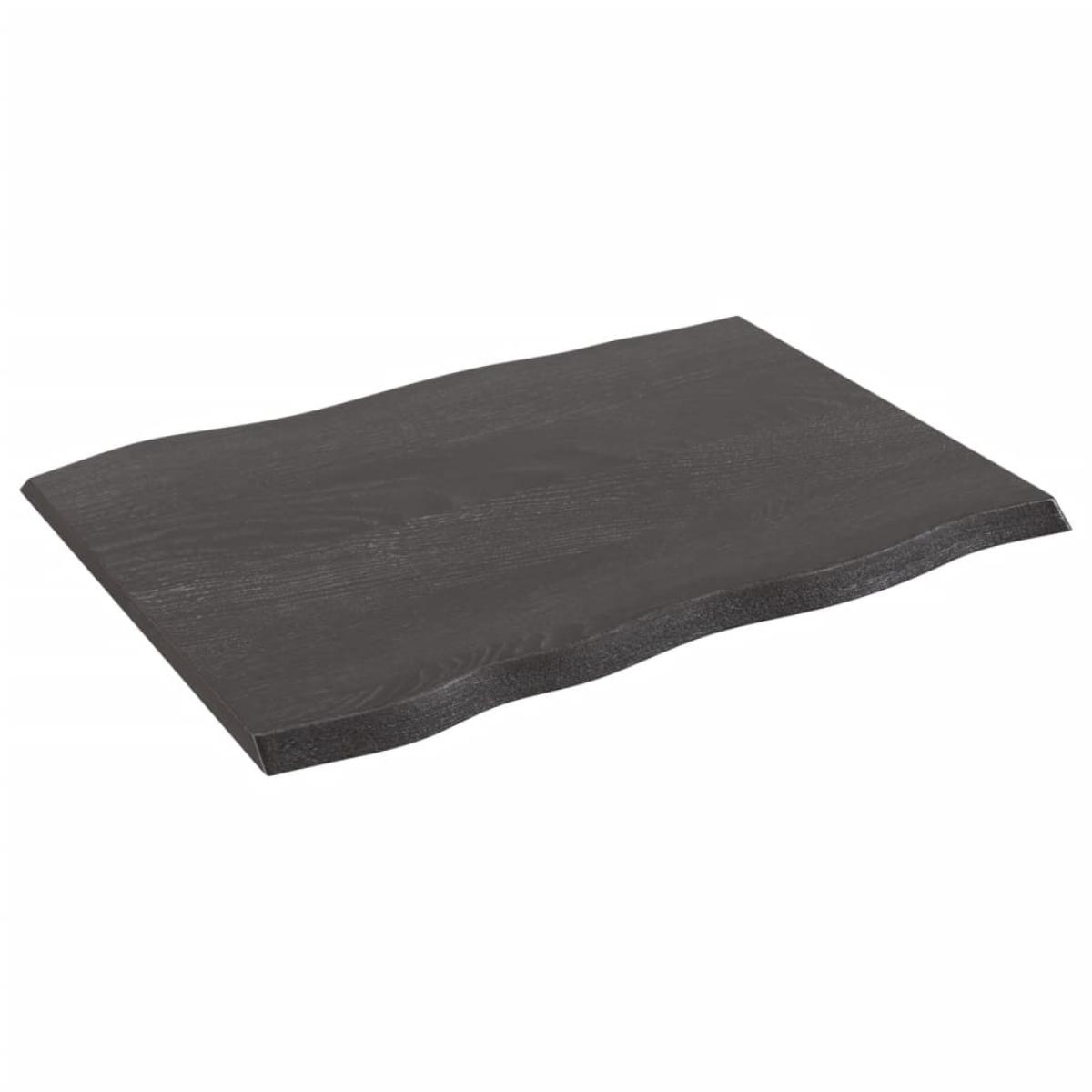 Tablero mesa madera tratada roble borde natural gris 80x60x2 cm