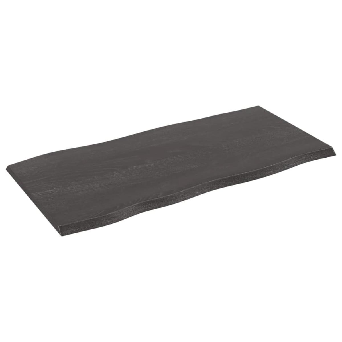 Tablero mesa madera tratada roble borde natural gris 100x50x2cm