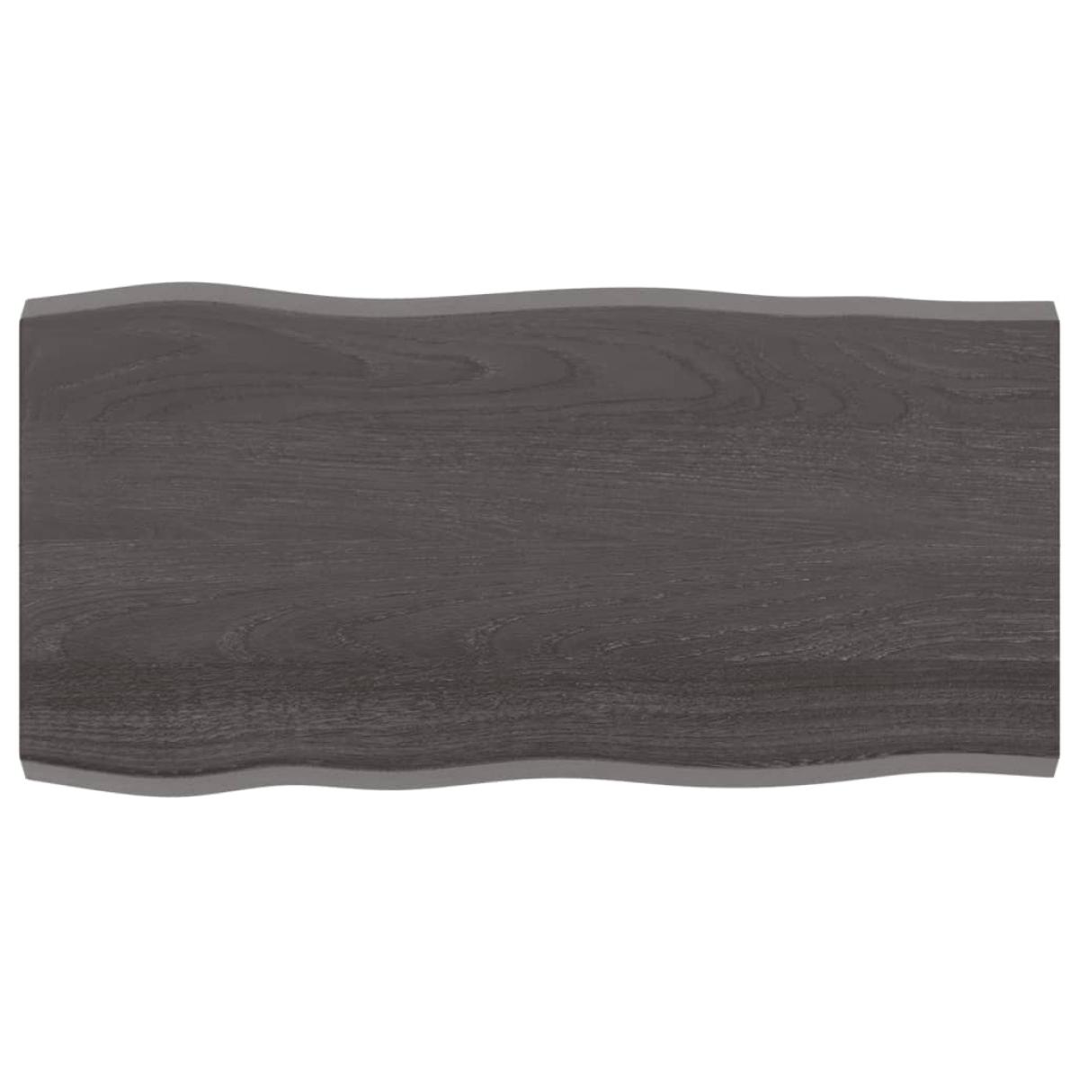 Tablero mesa madera tratada roble borde natural gris 100x50x4cm