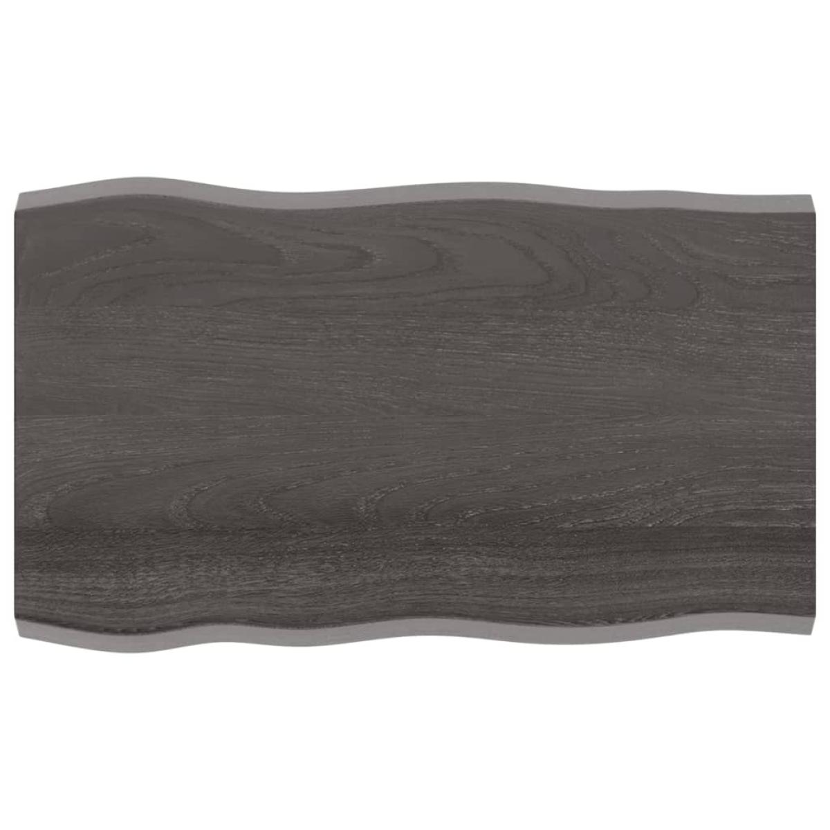 Tablero mesa madera tratada roble borde natural gris 100x60x4cm