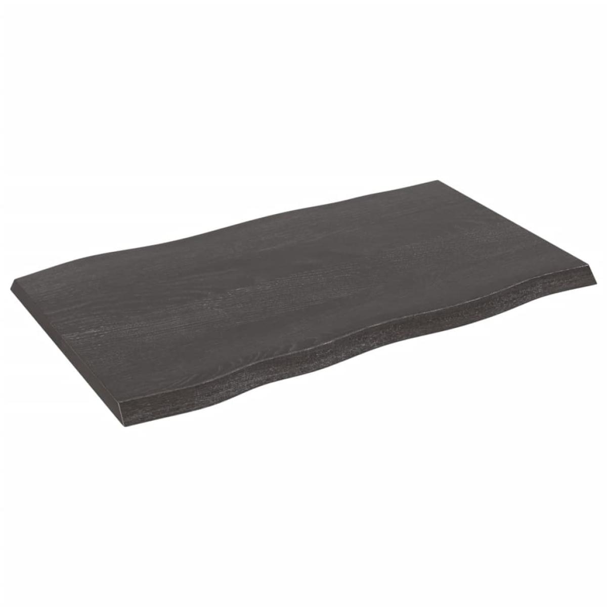 Tablero mesa madera tratada roble borde natural gris 100x60x4cm