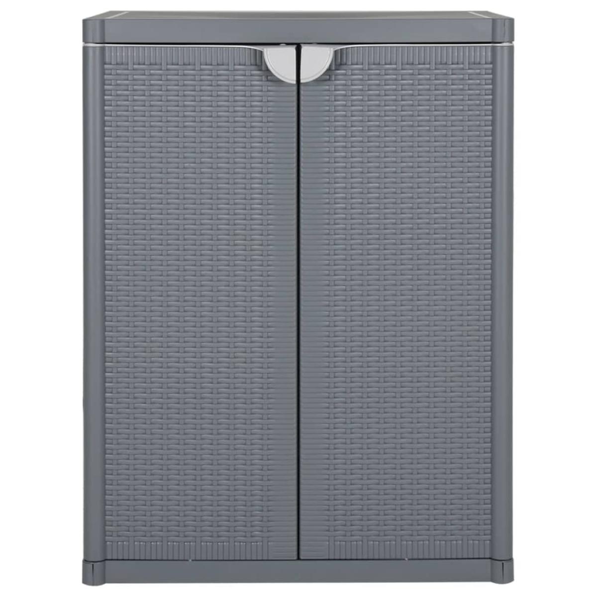 Armario de almacenaje para jardín PP ratán gris 65x45x88 cm