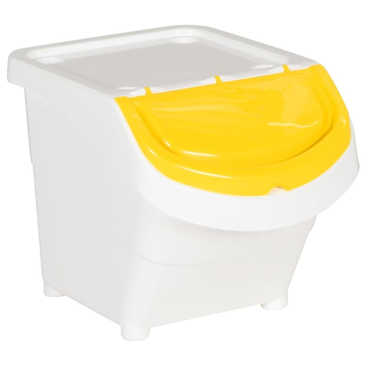 Cubos de basura apilables con tapa 3 uds PP blanco 78 L