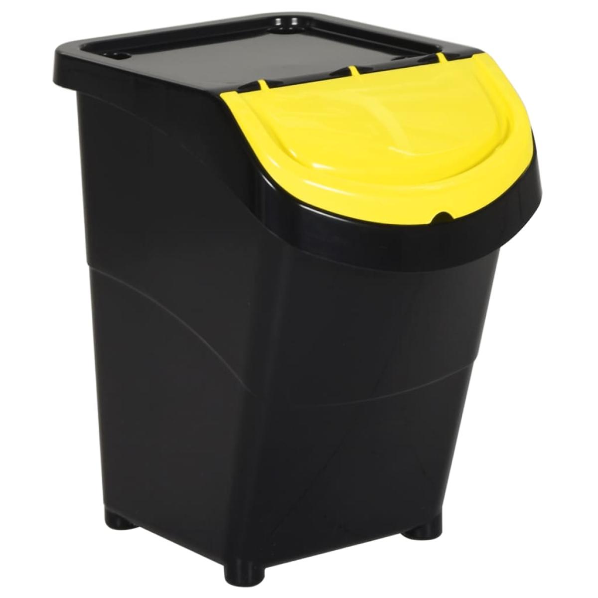 Cubos de basura apilables con tapa 3 uds PP negro 120 L