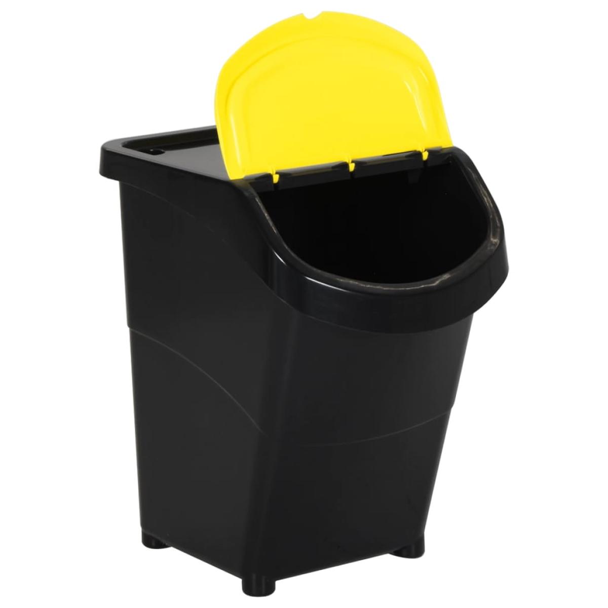 Cubos de basura apilables con tapa 3 uds PP negro 120 L