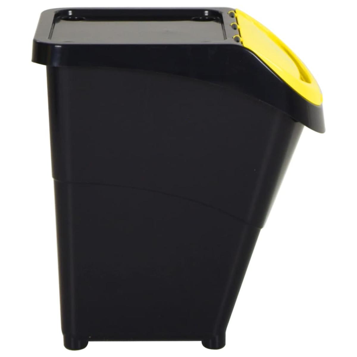 Cubos de basura apilables con tapa 3 uds PP negro 120 L