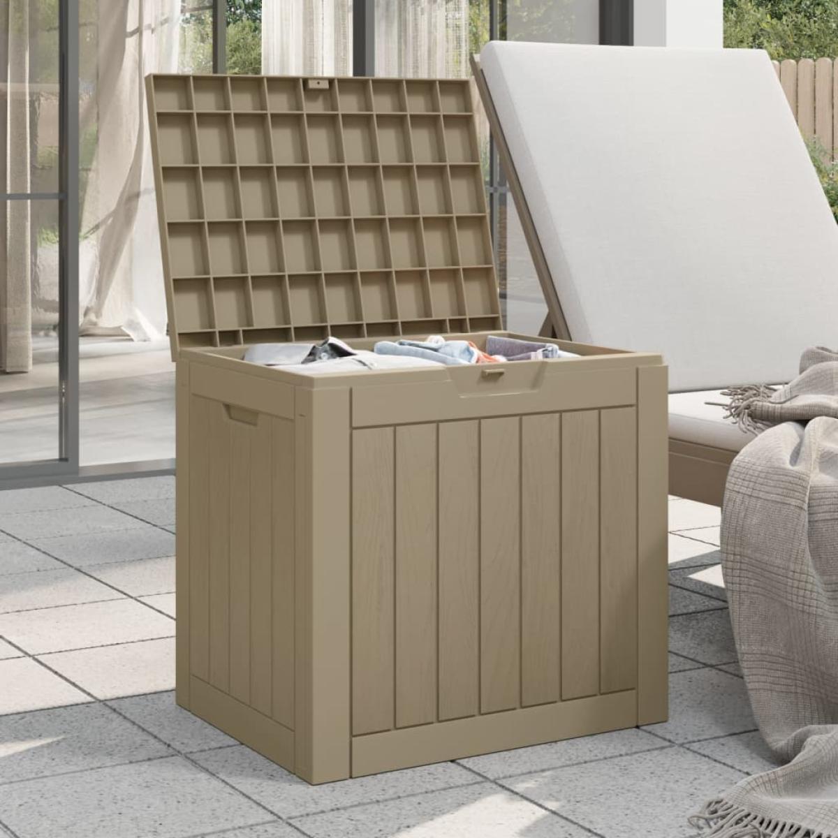 Caja de almacenaje de jardín PP marrón claro 55,5x43x53 cm