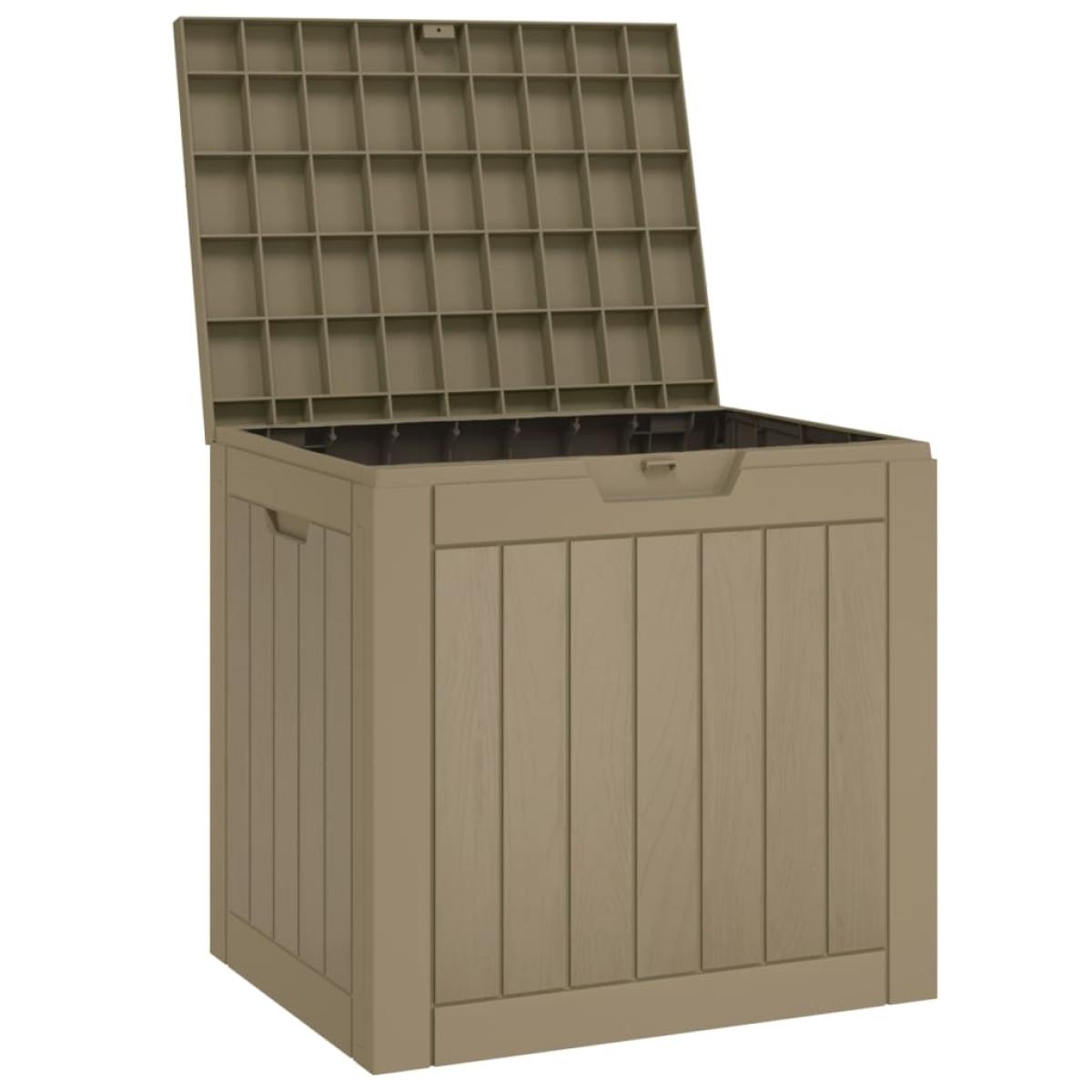 Caja de almacenaje de jardín PP marrón claro 55,5x43x53 cm