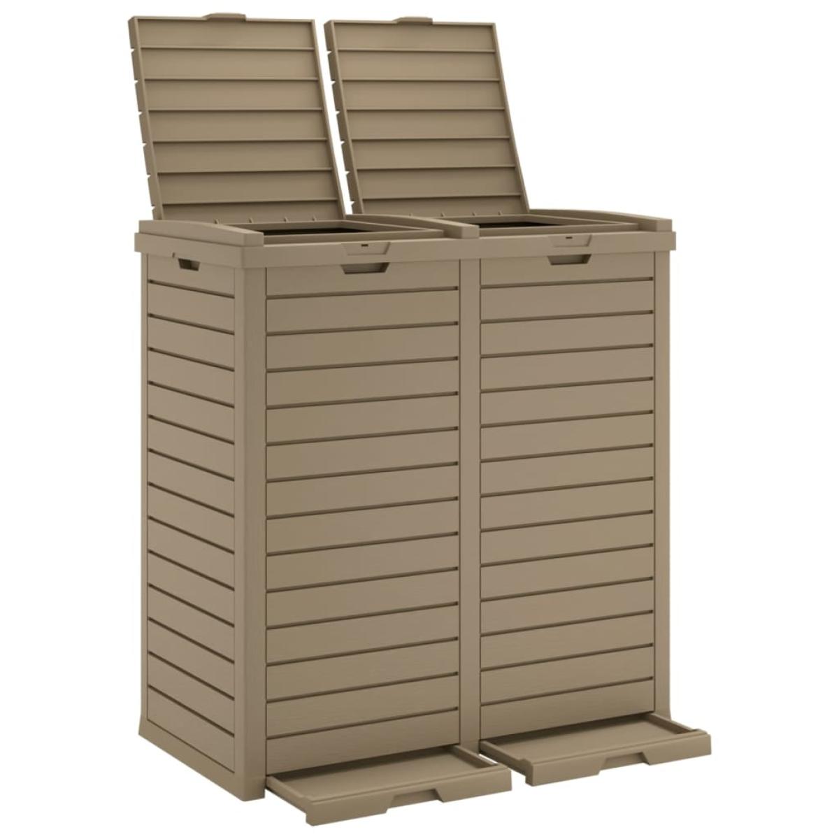 Cubo de basura exterior polipropileno marrón claro 78x41x86 cm